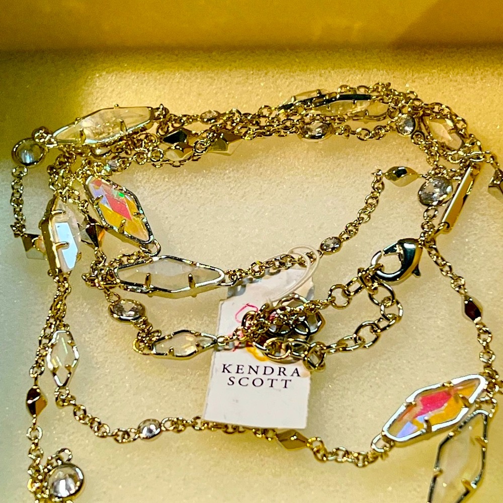 NWT Rare & Retired Kendra Scott Zuly Necklace 40” Iridescent Dichroic Crystal CZ - Picture 6 of 11